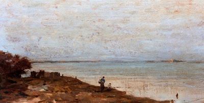 Veduta della laguna di Venezia, olio su tavola
