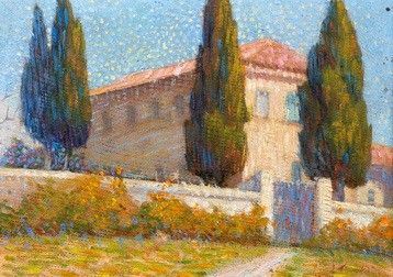 Tivoli, Villa Greci o degli Irlandesi, olio su legno