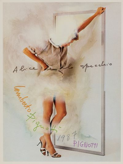 Alice e lo specchio - pennarelli su fotografia