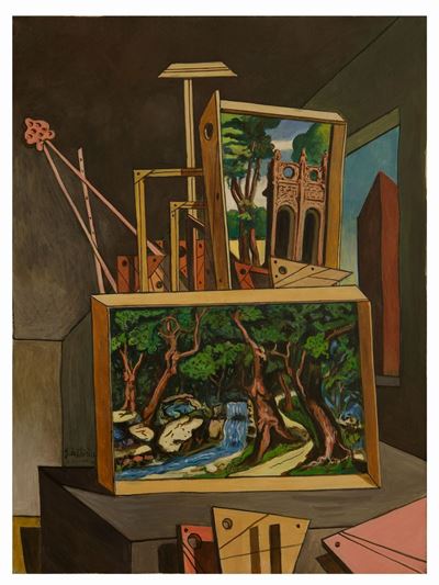 Interno metafisico - olio su tela (1959)
