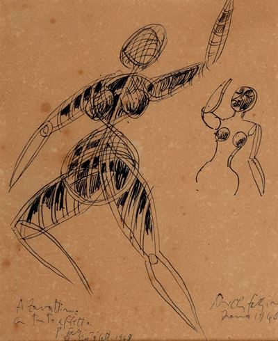 Studio di figure, china su carta