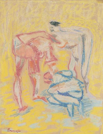 Bagnanti - pastello su carta, cm 27x21