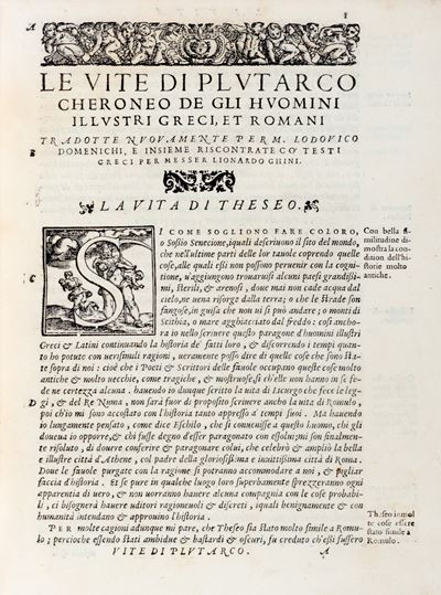 Plutarco, Vite di Plutarco Cheroneo de gli huomini illustri greci et romani, tradotte da Lodovico...