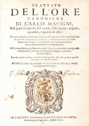 Trattato Dell' Ore Canoniche