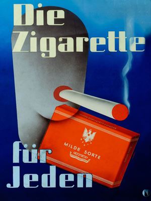 Die Zigarette für jeden [Plakat für Zigarettenfabrik Austria]