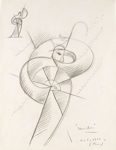 Autore sconosciuto, Maschera (1929), matita su carta