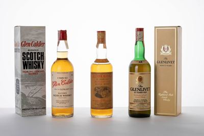 Selezione di whisky: Glen Calder 5 YO, Glenmorangie 10 YO e Glenlivet 12 YO