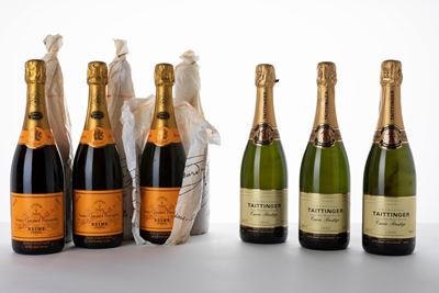 Selezione di Champagne, Veuve Clicquot Brut e Taittinger Cuvée Prestige