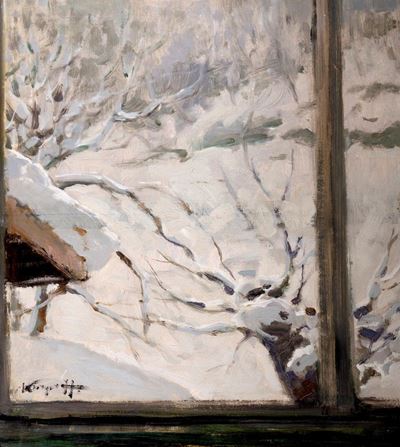 Dopo la nevicata, olio su legno, 50 x 40 cm