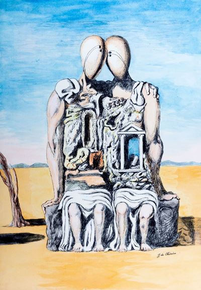 Gli Archeologi, tempera su base litografica