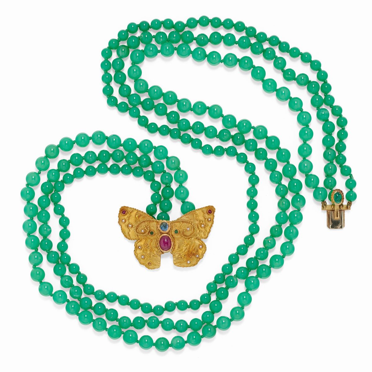 Parure con Crisoprasio, Rubini, Zaffiri, Smeraldi e Diamanti