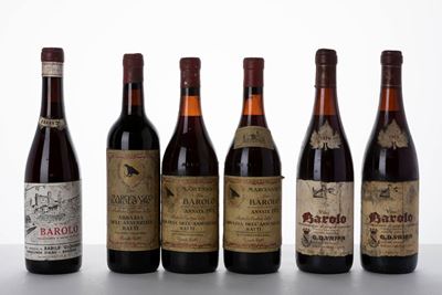 Selezione di Barolo, 1967-1974, assortimento di vini