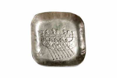 Nave n° 2, sbalzo su alpacca argento, es. unico