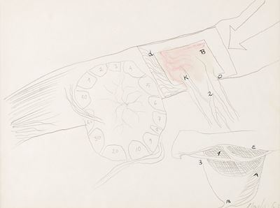 Composizione, 1963, matita e pastelli su carta