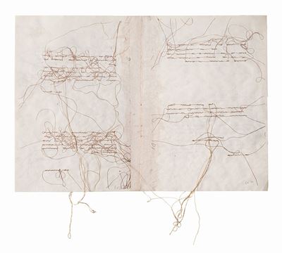 Pagina scritta, 1980, fio su carta