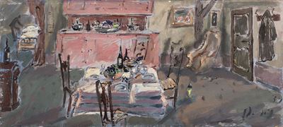 Interno con la tavola, olio su tavola