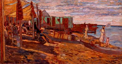 Il lido all'Ardenza, olio su cartone