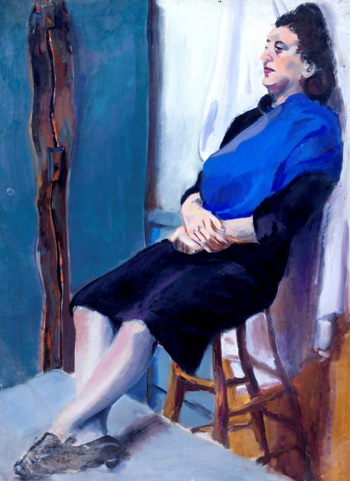 Elisabeth Seeber (scuola Newyorkese del XX Secolo) - Artista sconosciuto, Coppia di dipinti: Nudo...