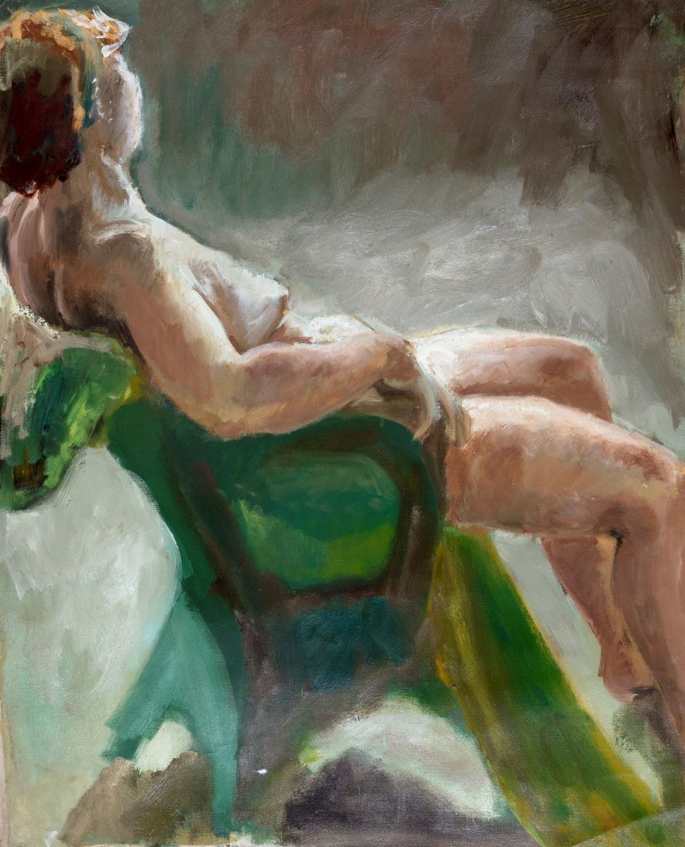 Elisabeth Seeber (scuola Newyorkese del XX Secolo) - Autore sconosciuto, Coppia di dipinti: Nudo ...