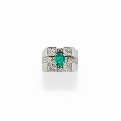 Anello con Smeraldo e Diamanti