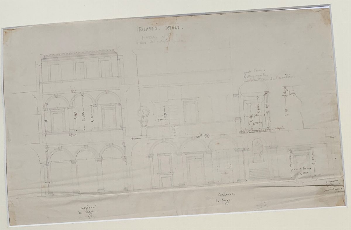 Augustin-théophile Quantinet - Lotto di sei studi architettonici di Palazzo Ossoli, già Missini, ...