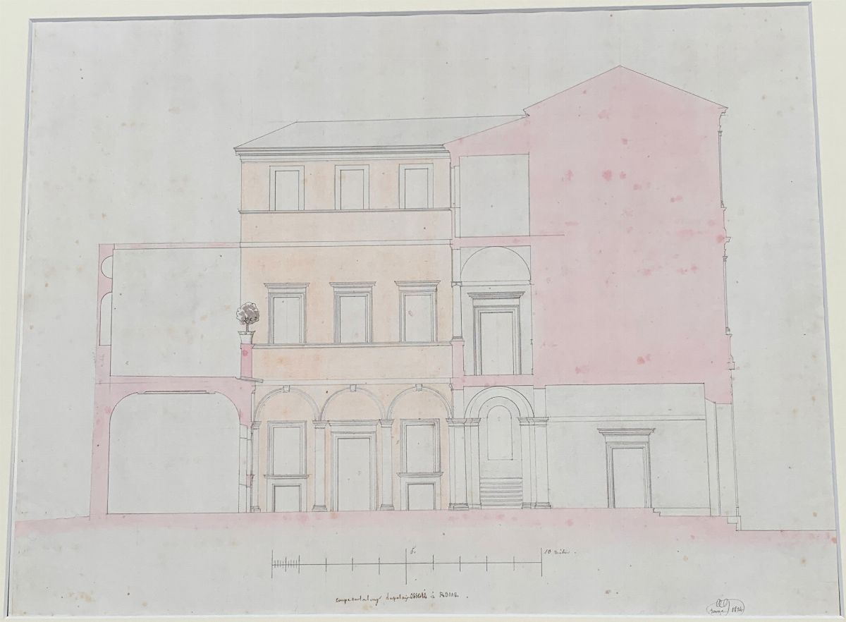 Augustin-théophile Quantinet - Lotto di sei studi architettonici di Palazzo Ossoli, già Missini, ...
