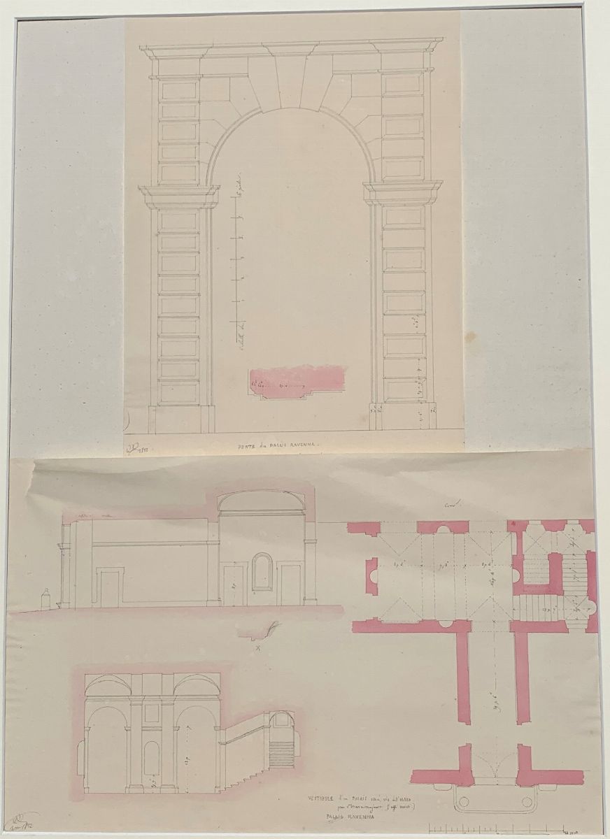 Augustin-théophile Quantinet - Lotto di sei studi architettonici di Palazzo Ossoli, già Missini, ...