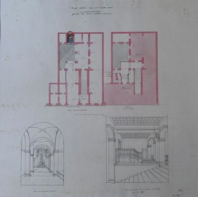 Lotto di cinque studi architettonici di palazzi di Roma