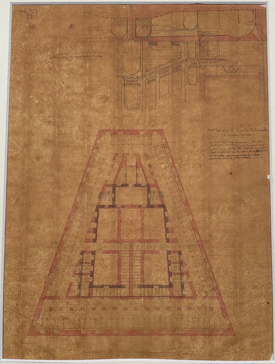 Augustin-théophile Quantinet - Lotto di sette studi architettonici tra cui Palazzo Farnese
