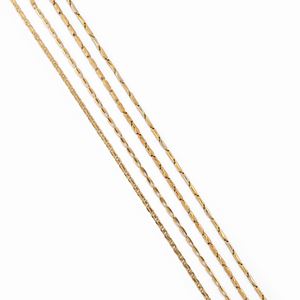 Four 18K yellow gold necklaces