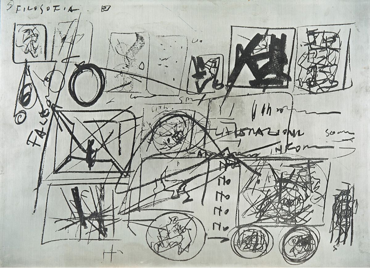 Emilio Vedova - Lavagne Salzburg - Dimostrazioni didattiche, incisione fotomeccanica su lastra me...