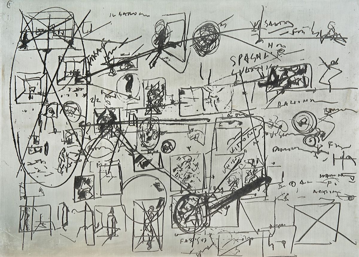Emilio Vedova - Lavagne Salzburg - Dimostrazioni didattiche, incisione fotomeccanica su lastra me...