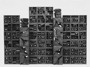 Louise Nevelson, "Rain forest wall"