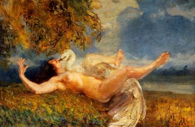 Leda e il cigno, olio su tela