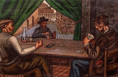 Giocatori di carte, olio su tela
