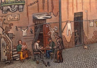 Piazza Catalone - olio su tela, 1945