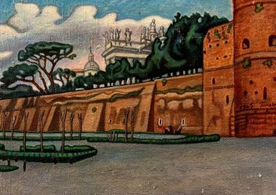 Veduta di San Giovanni dalle Mura Aureliane, olio su tela