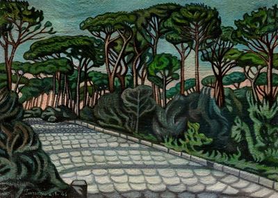 Pineta di Castel Fusano, olio su tela, 1946