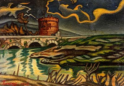 L'Aniene presso Tivoli, olio su tela