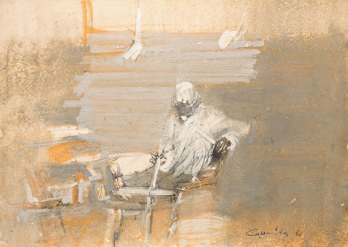 Giancarlo Cazzaniga - Senza titolo, 1964, tecnica mista su carta intelata
