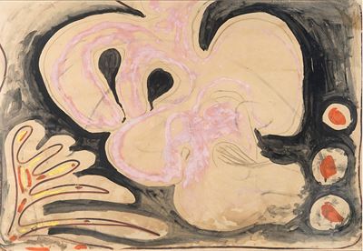 Senza titolo, 1953, tempera su carta applicata su tavola