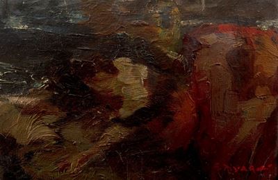 Studio di figura femminile, olio su cartone