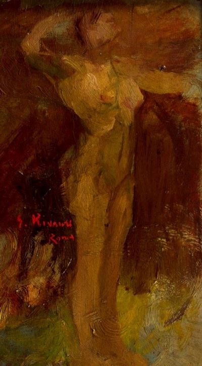 Nudo di donna, olio su cartone