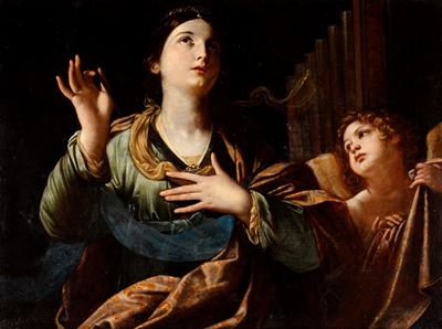 Santa Cecilia e un Angelo, olio su tela