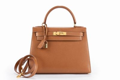 Borsa Kelly Sellier, pelle epson oro, 28 cm, 1996