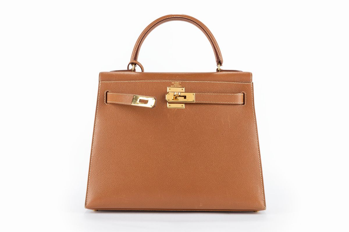 Hermès - Borsa Kelly Sellier, pelle epson oro, 28 cm, 1996
