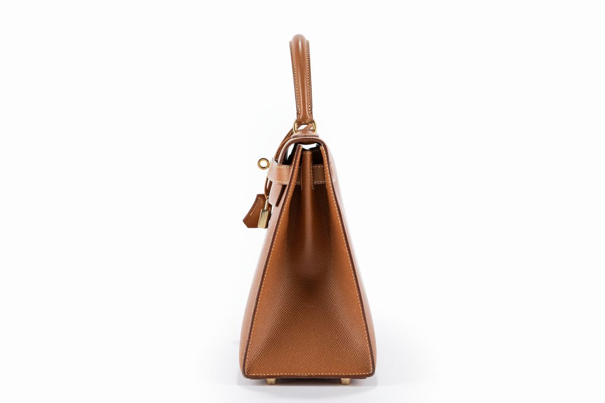 Hermès - Borsa Kelly Sellier, pelle epson oro, 28 cm, 1996