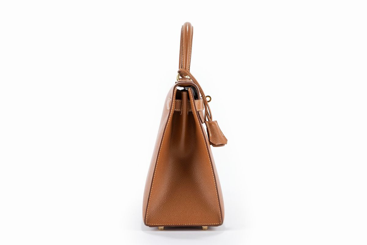 Hermès - Borsa Kelly Sellier, pelle epson oro, 28 cm, 1996