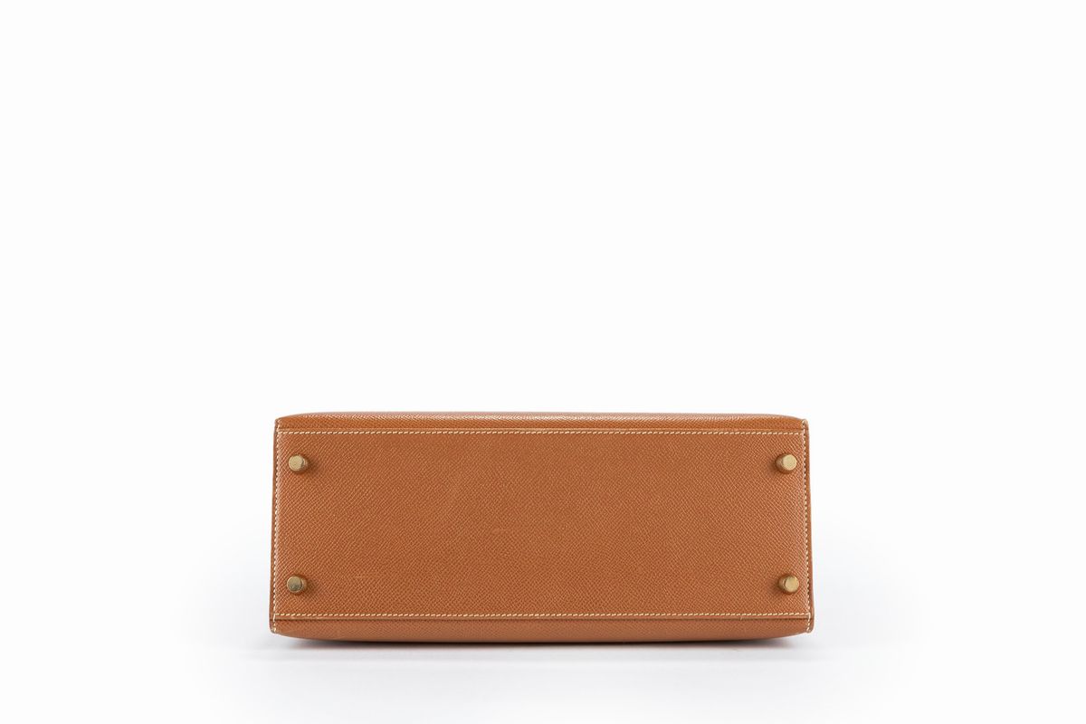 Hermès - Borsa Kelly Sellier, pelle epson oro, 28 cm, 1996