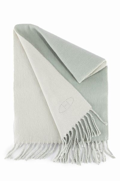 Sciarpa Evelyne in cachemire double face verde acqua